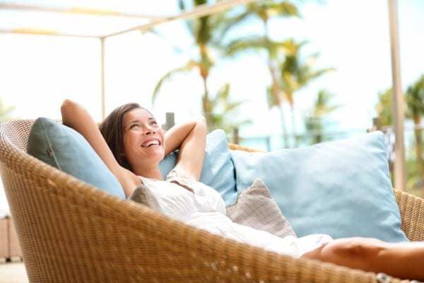 young woman relaxing on sofa